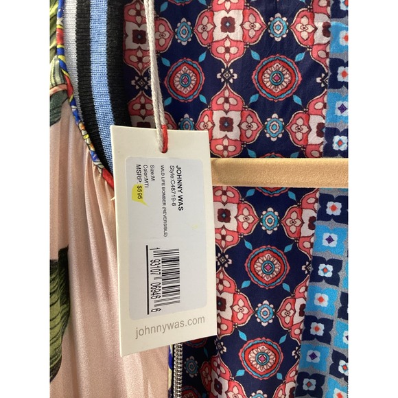 Johnny Was "Wildlife" Bomber Reversible Zipper Silk Jacket M NWT New! $595 Wow! - Picture 4 of 11